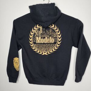 Modelo Cerveza‎ Men's Hoodie Black/Gold Pullover Sweatshirt Size M Unisex
